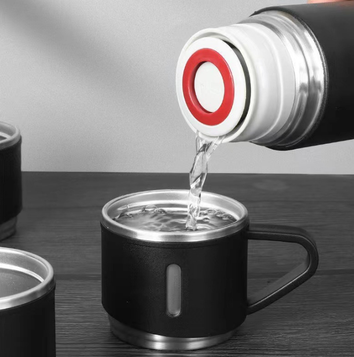 thermos isotherme 500ml Acier inoxydable avec 2 Tasses Minimalist Vacuum