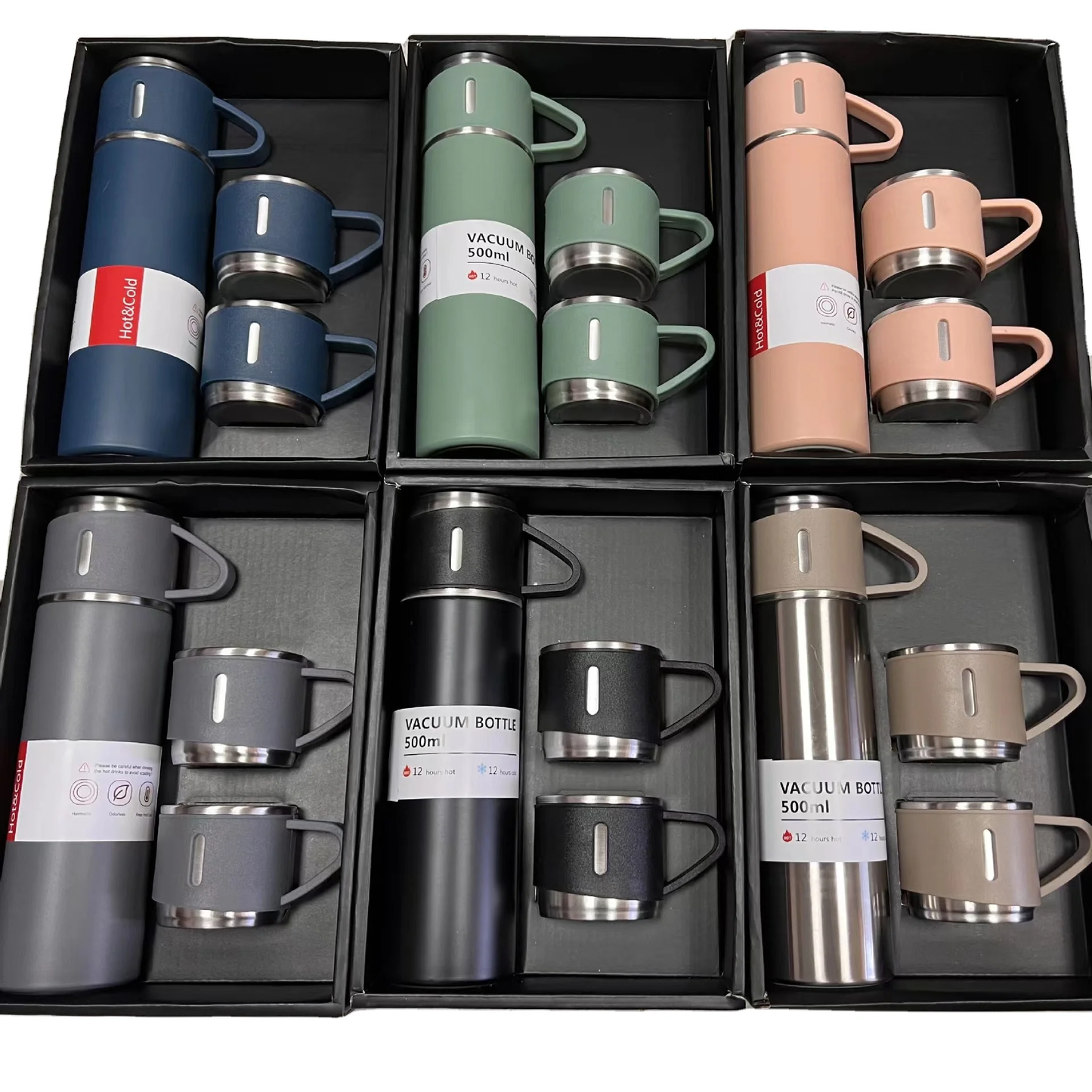 thermos isotherme 500ml Acier inoxydable avec 2 Tasses Minimalist Vacuum