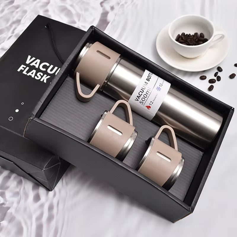 thermos isotherme 500ml Acier inoxydable avec 2 Tasses Minimalist Vacuum